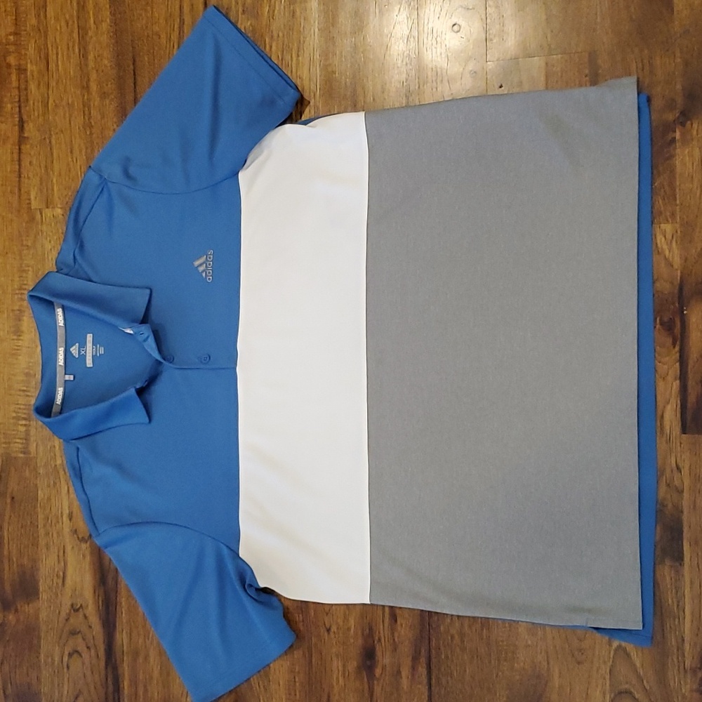 Mens Adidas Golf blue, white, & gray polo shirt size XL